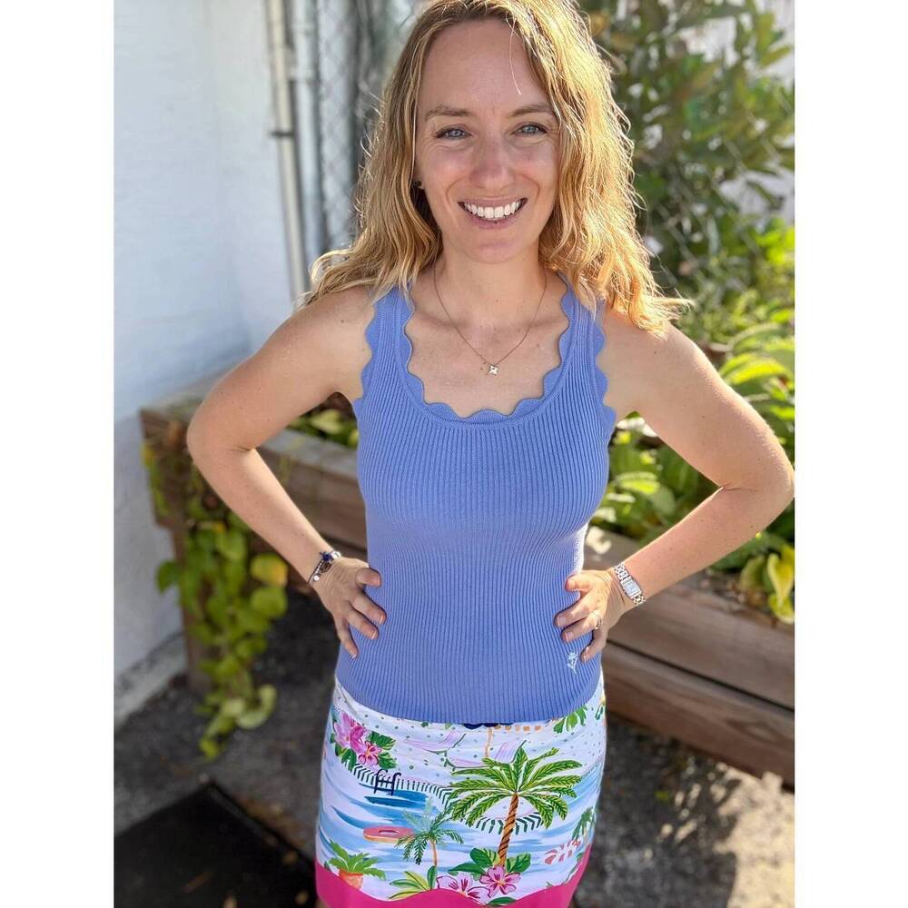 NEW PROSPERINA shay rib tank top in spa blue